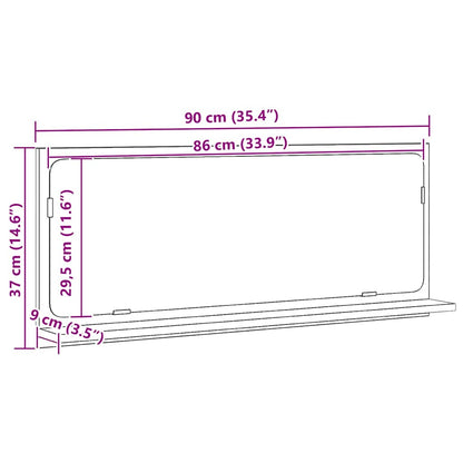 vidaXL Mirror Shelf Artisan oak 90 x 10.5 x 37 cm Engineered Wood