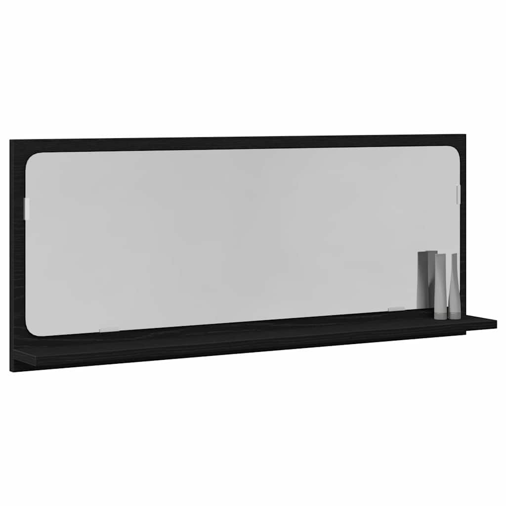vidaXL Mirror Shelf Black Oak 90 x 10.5 x 37 cm Engineered Wood