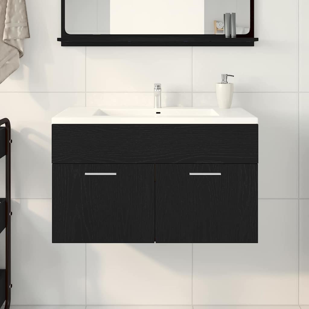 vidaXL Sink cabinet Black Oak 38.5 x 100 x 46 cm Engineered Wood