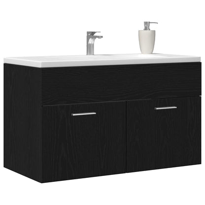 vidaXL Sink cabinet Black Oak 38.5 x 100 x 46 cm Engineered Wood