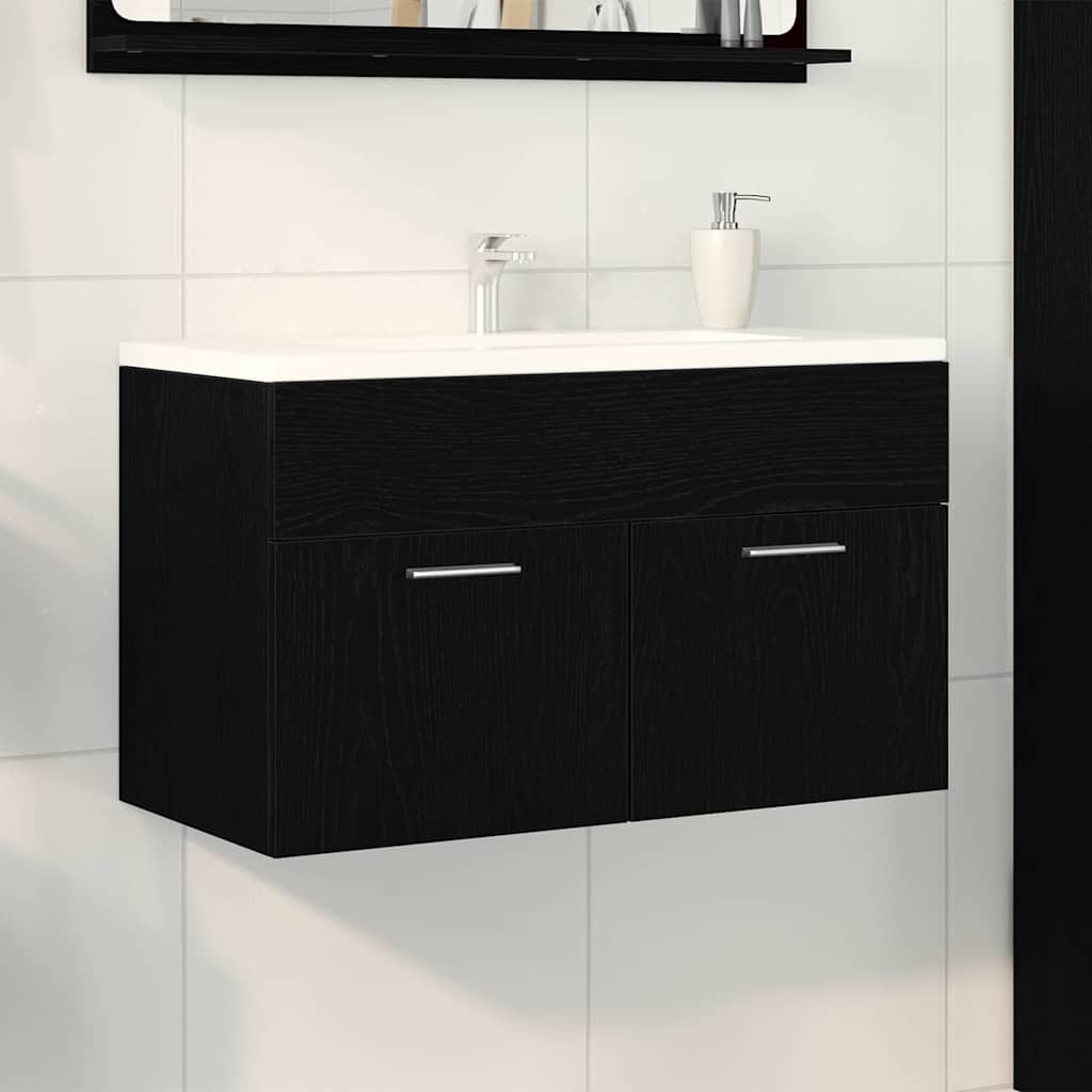 vidaXL Sink cabinet Black Oak Engineered Wood