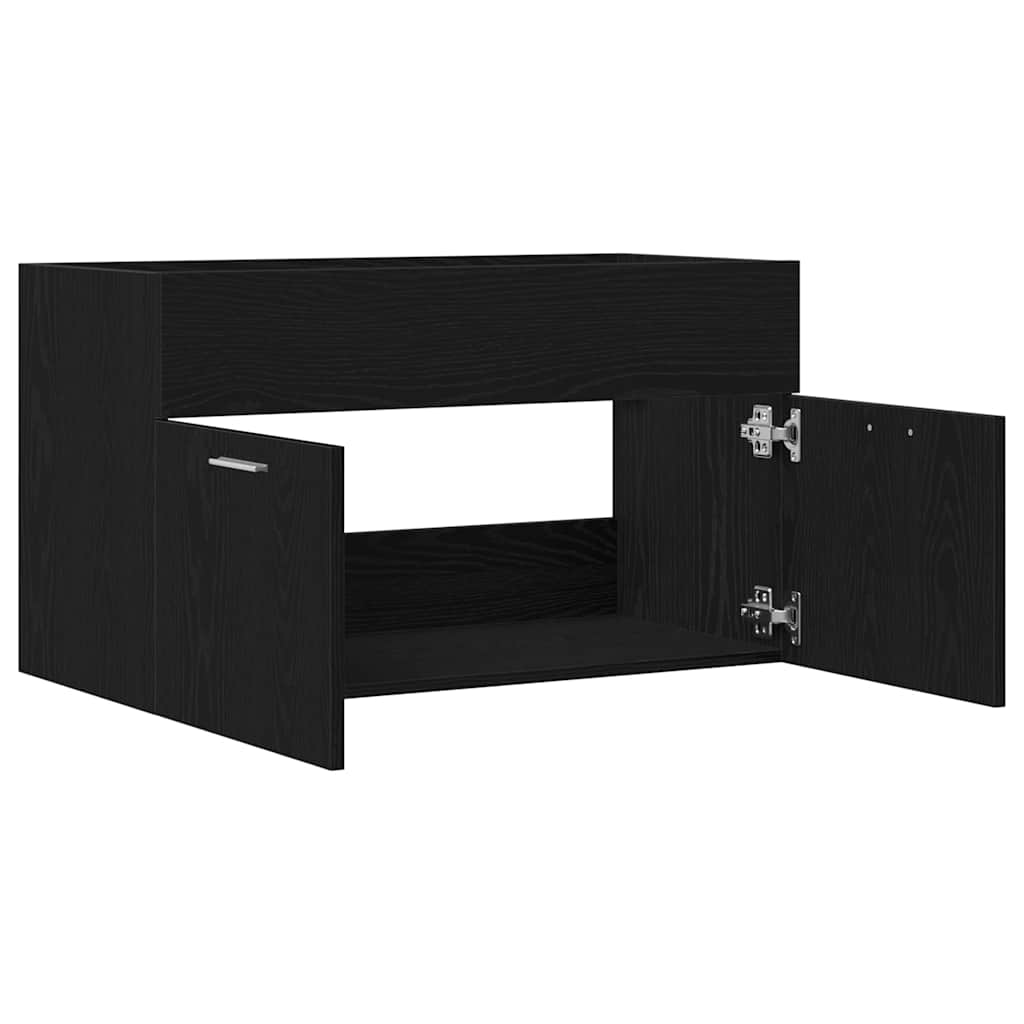 vidaXL Sink cabinet with Storage with Door Black Oak Engineered Wood