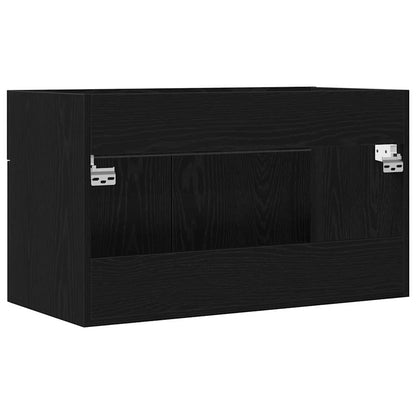 vidaXL Sink cabinet with Storage with Door Black Oak Engineered Wood
