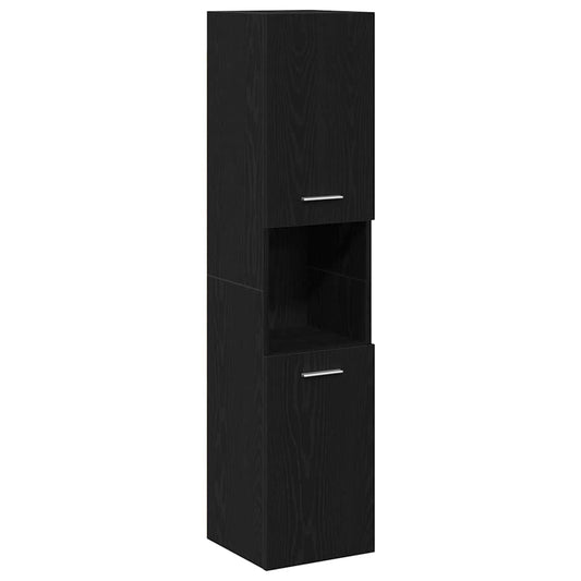 vidaXL Bathroom Cabinet Black Oak 30 x 30 x 130 cm Engineered Wood