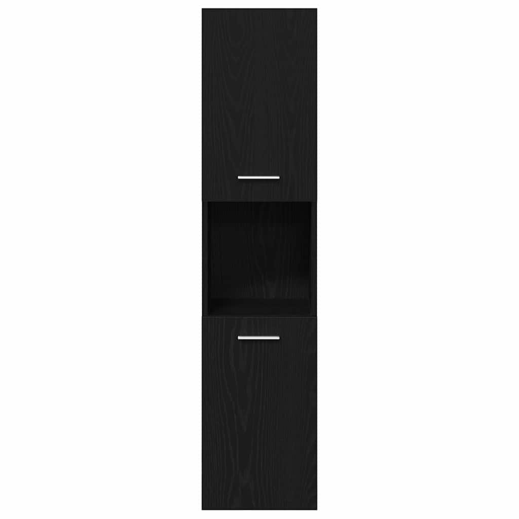 vidaXL Bathroom Cabinet Black Oak 30 x 30 x 130 cm Engineered Wood