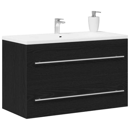 vidaXL Bathroom Sink Cabinet Black Oak 80x38.5x48 cm Engineered Wood