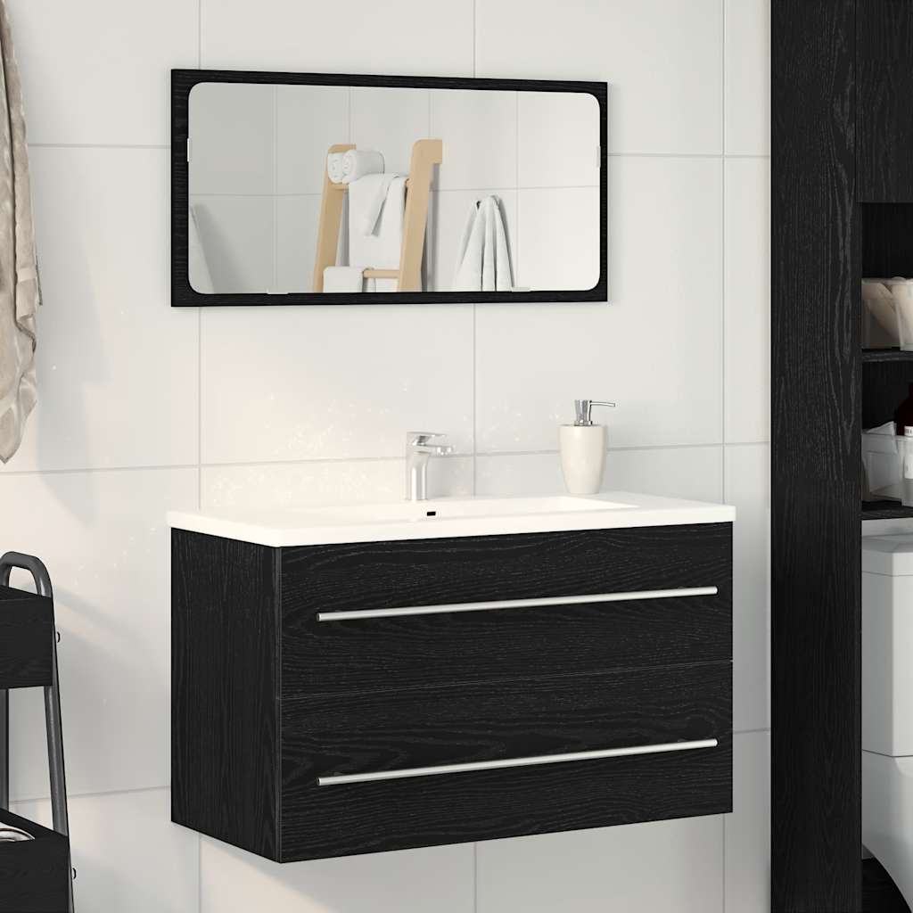vidaXL Bathroom Sink Cabinet Black Oak 80x38.5x48 cm Engineered Wood