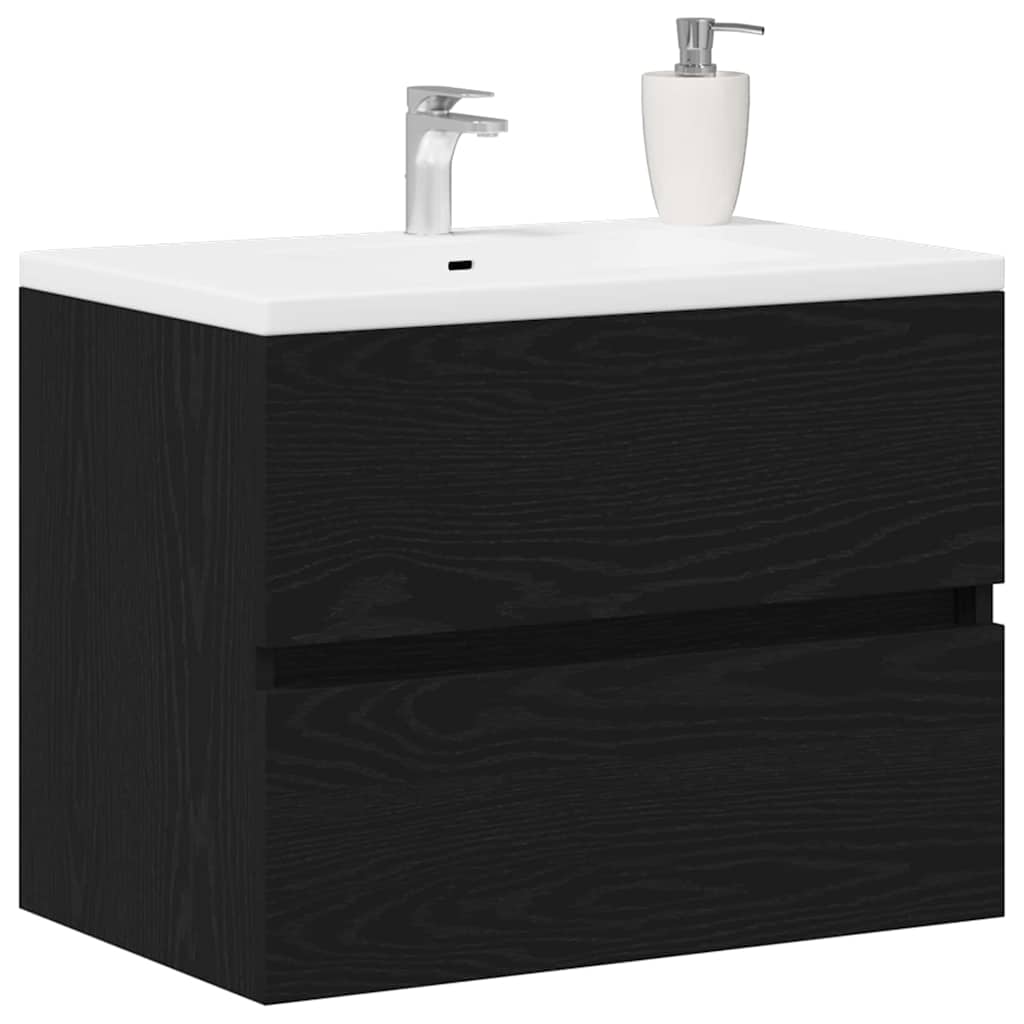 vidaXL Bathroom Sink Cabinet with Drawer Black Oak 60 x 38.5 x 45 cm