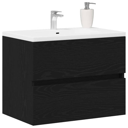 vidaXL Bathroom Sink Cabinet with Drawer Black Oak 60 x 38.5 x 45 cm