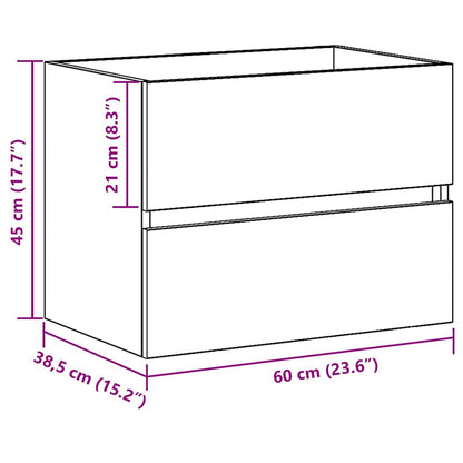 vidaXL Sink Cabinet Black Oak 60 x 38.5 x 45 cm Engineered wood