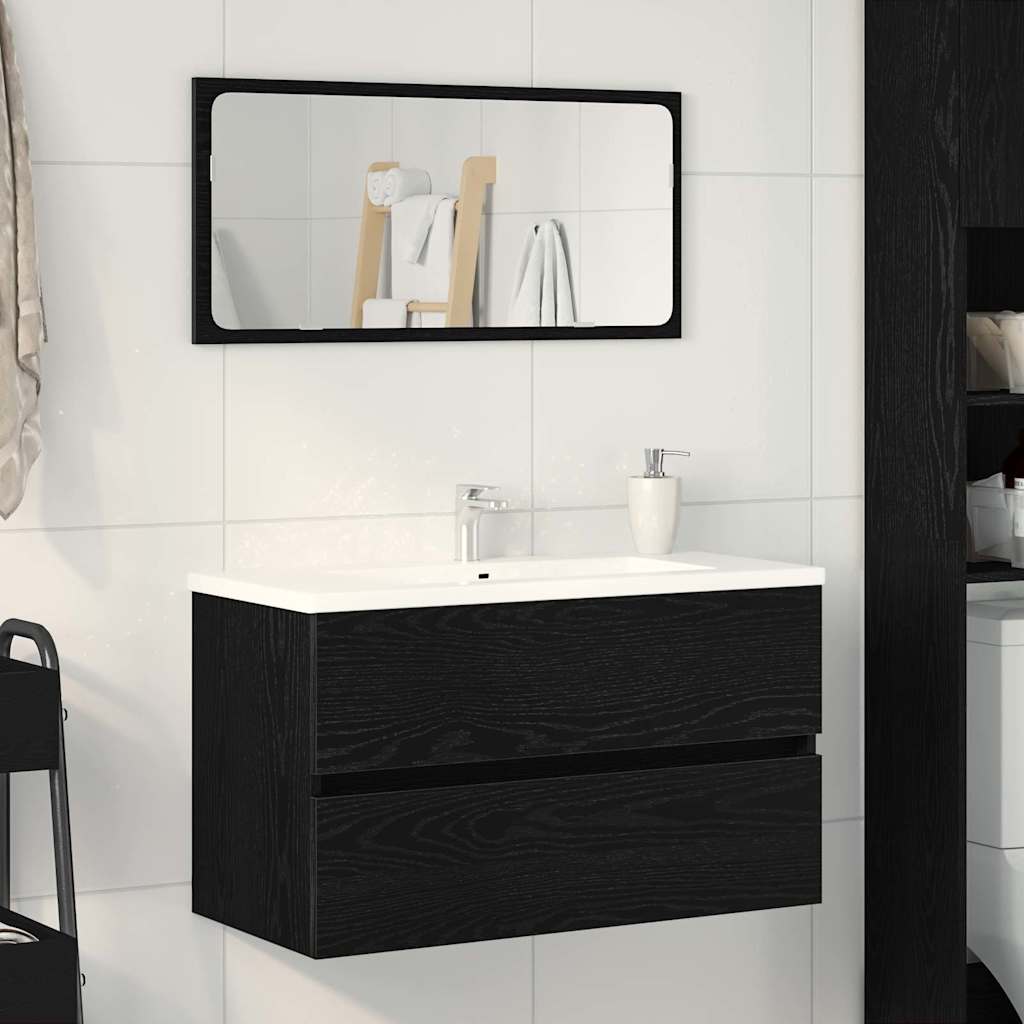 vidaXL Sink Cabinet Black Oak 80 x 38.5 x 45 cm Engineered wood
