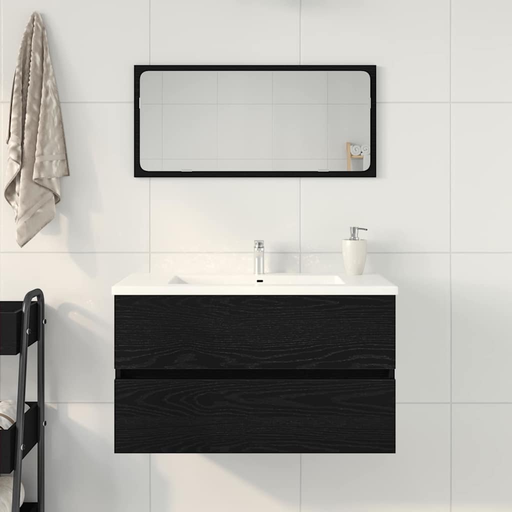 vidaXL Sink Cabinet Black Oak 80x38.5x45 cm Engineered Wood