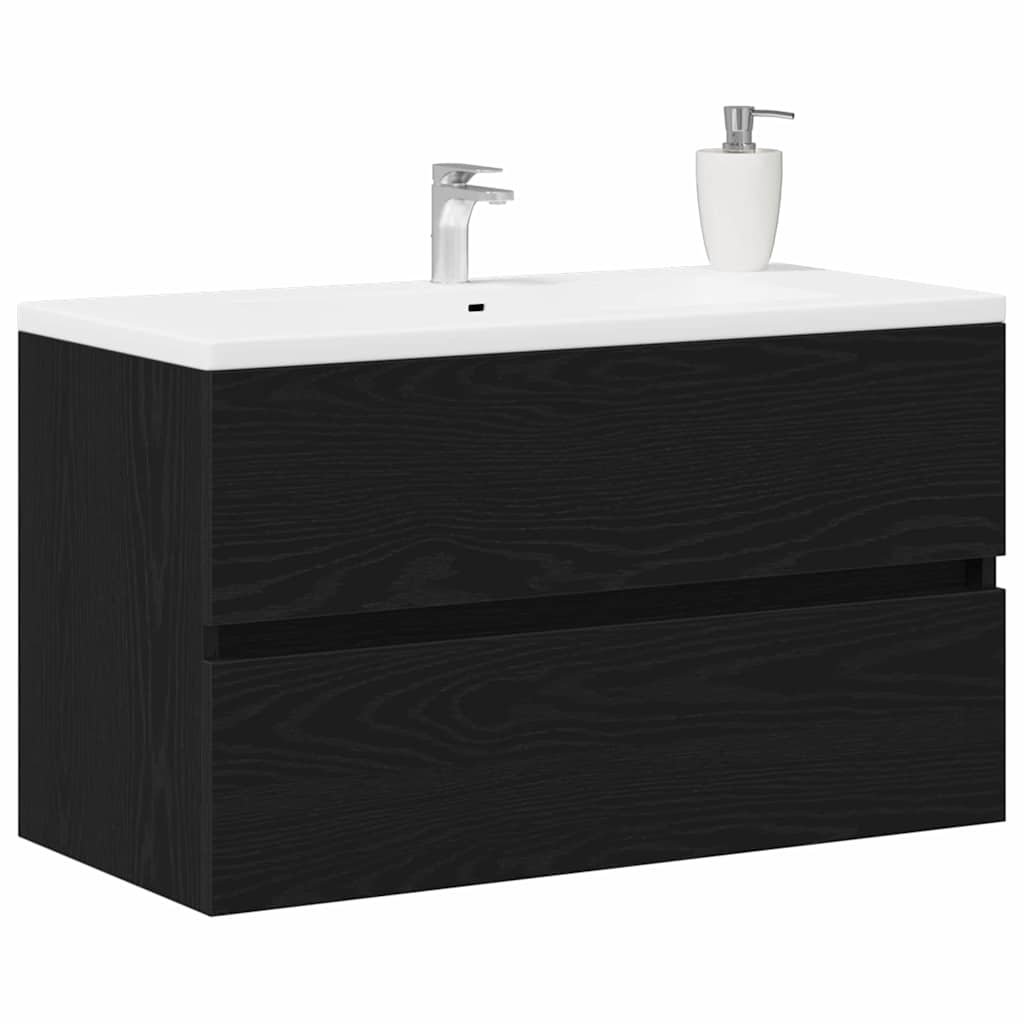 vidaXL Bathroom Sink Cabinet with Drawer Black Oak 80 x 38.5 x 45 cm