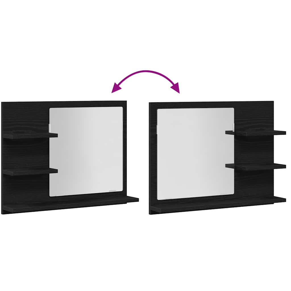 vidaXL Bathroom Mirror Black Oak 60x10.5x45 cm Engineered Wood