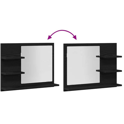 vidaXL Bathroom Mirror Black Oak 60x10.5x45 cm Engineered Wood