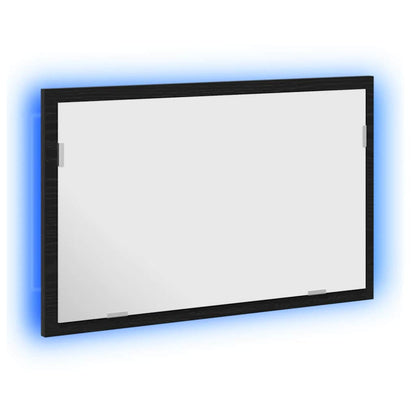 vidaXL Bathroom Mirror with LED Lights Black Oak 60x8.5x37 cm