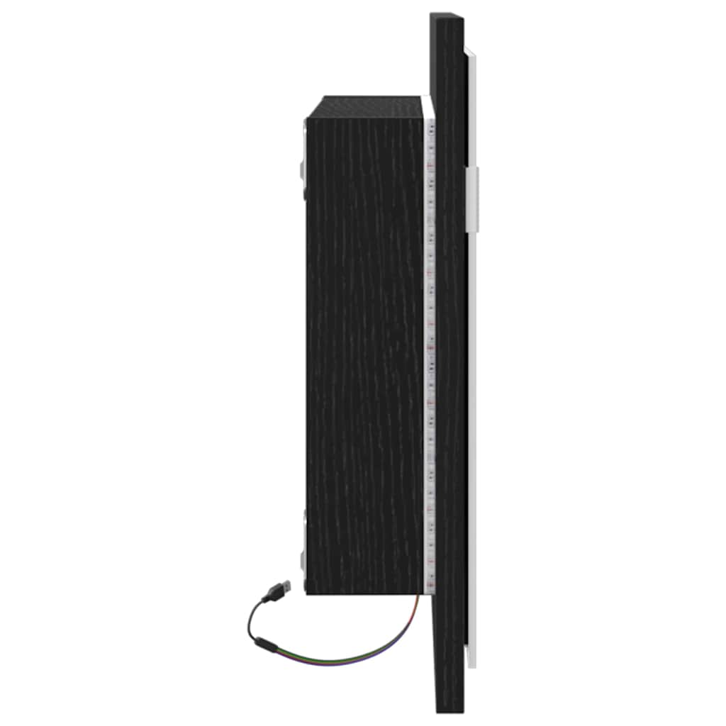 vidaXL Bathroom Mirror with LED Lights Black Oak 60x8.5x37 cm