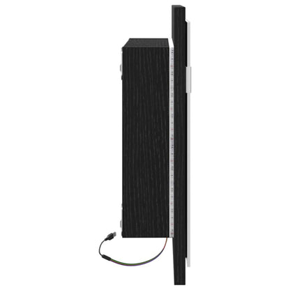 vidaXL Bathroom Mirror with LED Lights Black Oak 60x8.5x37 cm