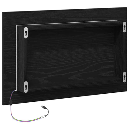 vidaXL Bathroom Mirror with LED Lights Black Oak 60x8.5x37 cm