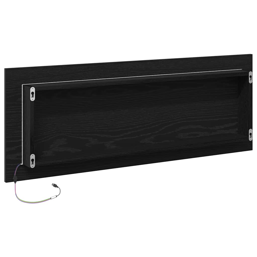 vidaXL LED Bathroom Mirror Black Oak 100 x 8.5 x 37 cm Glass