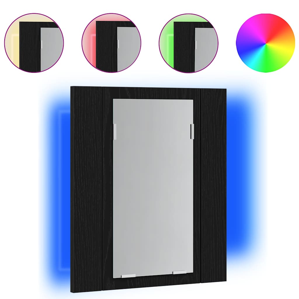 vidaXL LED Bathroom Mirror Cabinet Black Oak 40x12x45 cm Engineered Wood