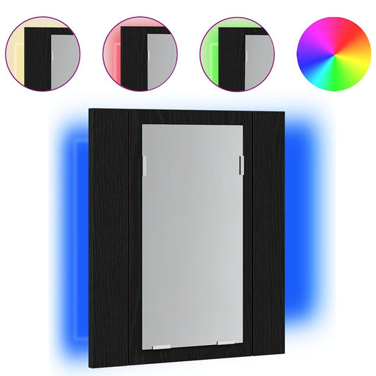 vidaXL LED Bathroom Mirror Cabinet Black Oak 40x12x45 cm Engineered Wood