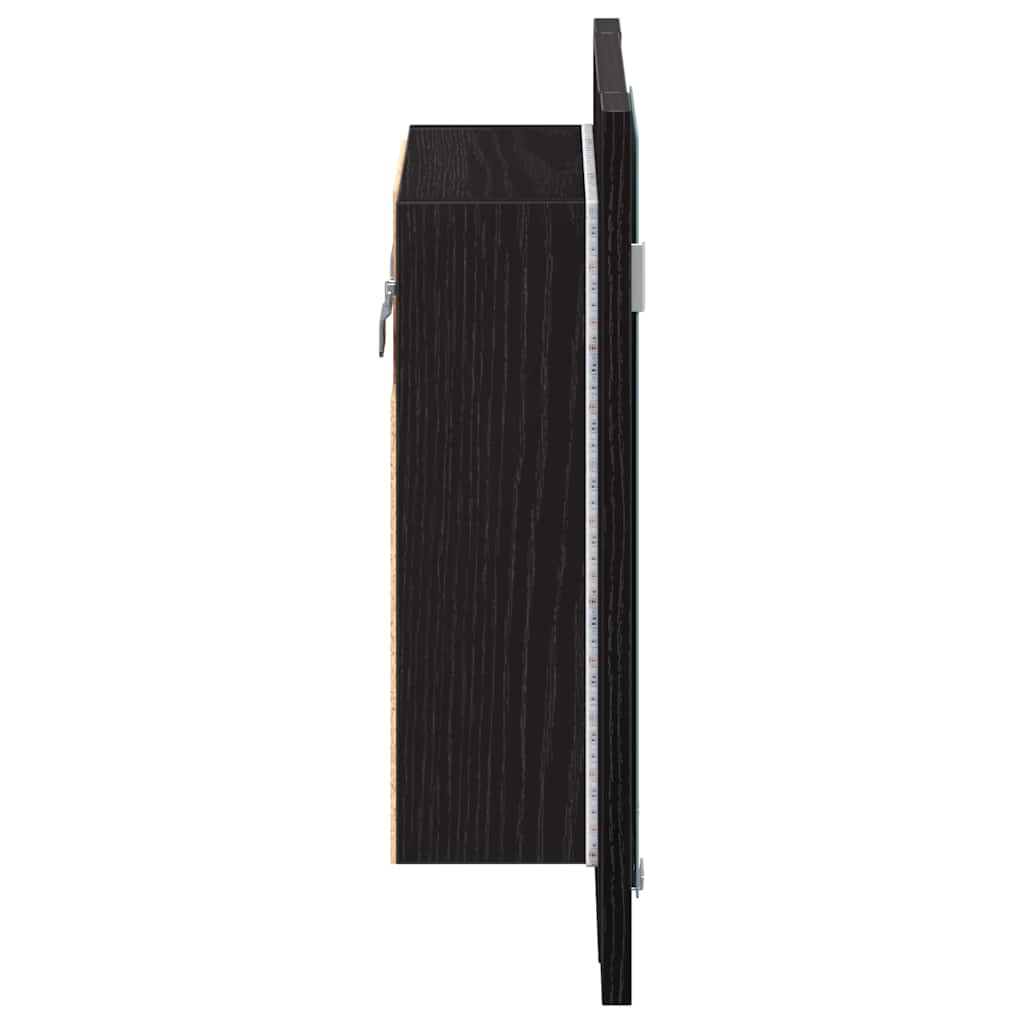 vidaXL LED Bathroom Mirror Cabinet Black Oak 40x12x45 cm Engineered Wood