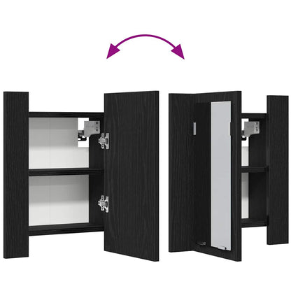vidaXL LED Bathroom Mirror Cabinet Black Oak 40x12x45 cm Engineered Wood