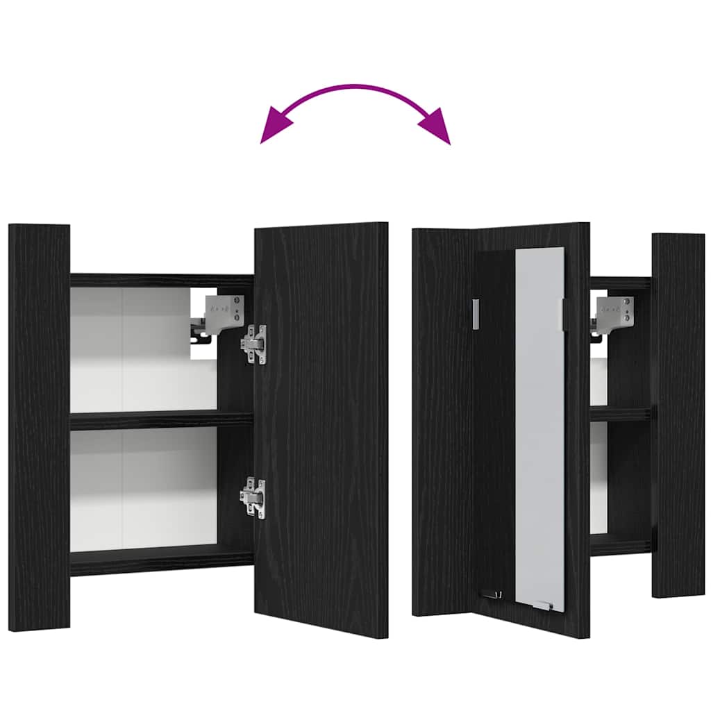 vidaXL LED Bathroom Mirror Cabinet Black Oak 40x12x45 cm Engineered Wood