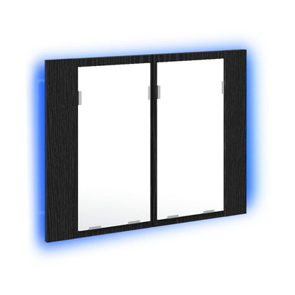 vidaXL Bathroom Mirror Cabinet with Shelf Black Oak 60 x 12 x 45 cm