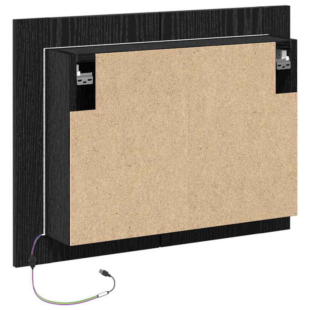 vidaXL Bathroom Mirror Cabinet with Shelf Black Oak 60 x 12 x 45 cm