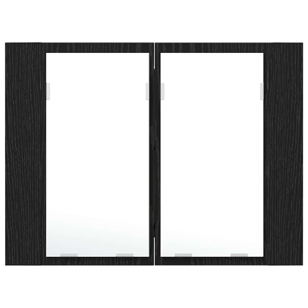 vidaXL Bathroom Mirror Cabinet with Shelf Black Oak 60 x 12 x 45 cm
