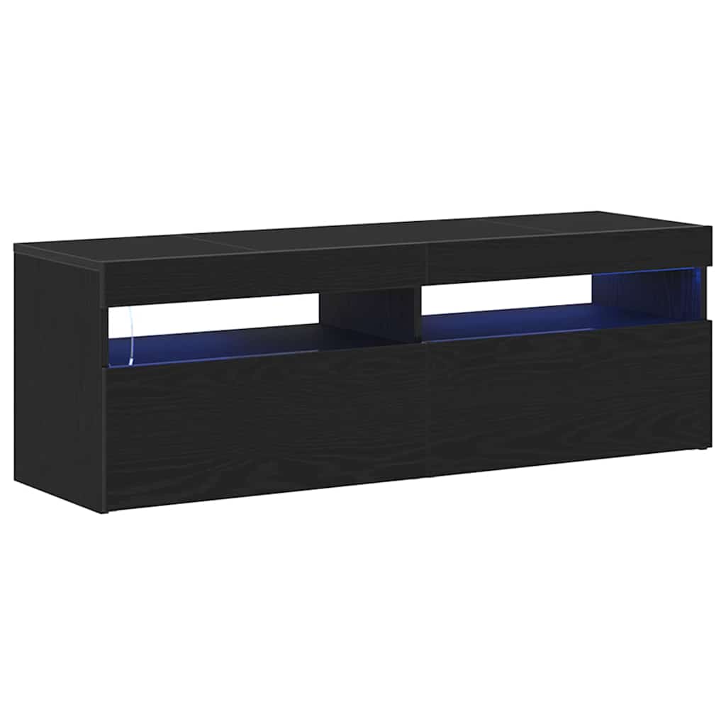 vidaXL TV Cabinet with LED Black Oak 120 x 35 x 40 cm Engineered Wood