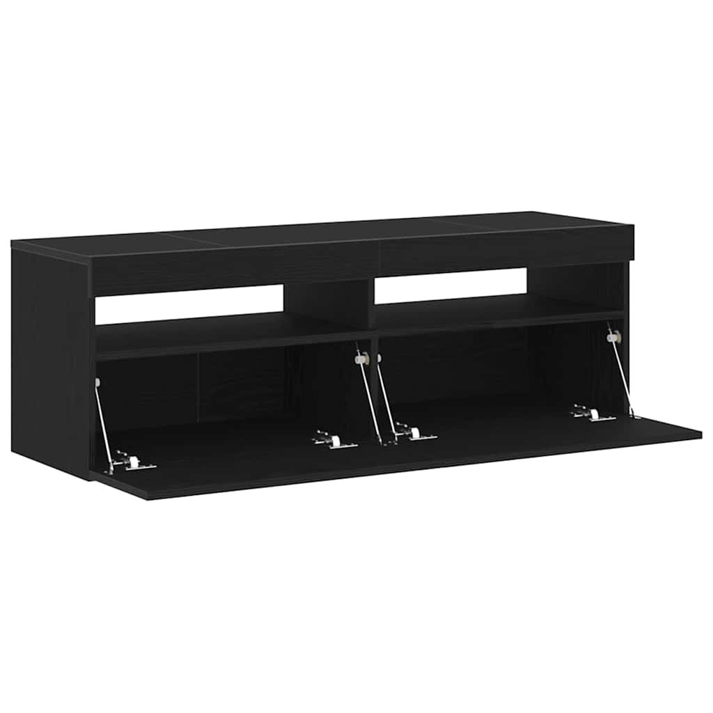 vidaXL TV Cabinet with LED Black Oak 120 x 35 x 40 cm Engineered Wood