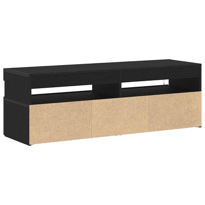 vidaXL TV Cabinet with LED Black Oak 120 x 35 x 40 cm Engineered Wood