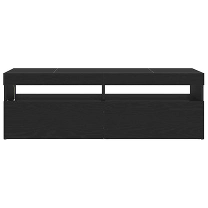 vidaXL TV Cabinet with LED Black Oak 120 x 35 x 40 cm Engineered Wood