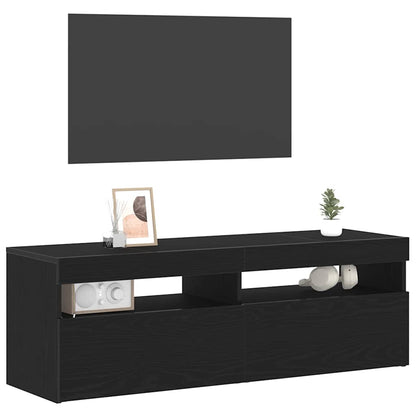 vidaXL TV Cabinet with LED Black Oak 120 x 35 x 40 cm Engineered Wood