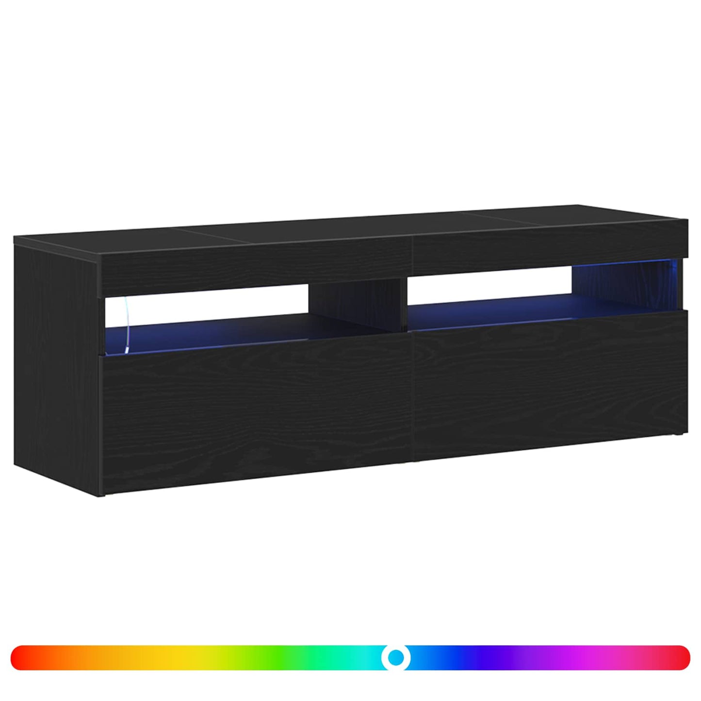 vidaXL TV Cabinet with LED Black Oak 120 x 35 x 40 cm Engineered Wood