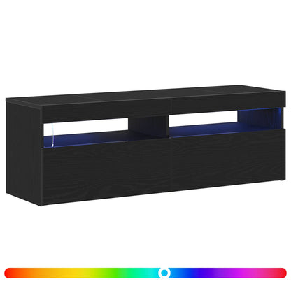 vidaXL TV Cabinet with LED Black Oak 120 x 35 x 40 cm Engineered Wood