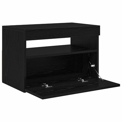 vidaXL TV Cabinet with LED Black Oak 60 x 35 x 40 cm Engineered Wood