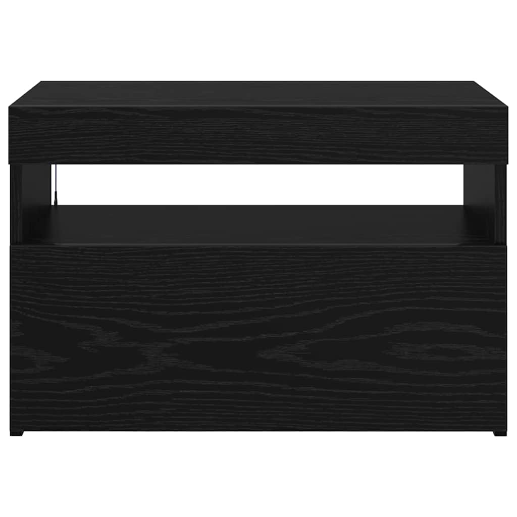 vidaXL TV Cabinet with LED Black Oak 60 x 35 x 40 cm Engineered Wood