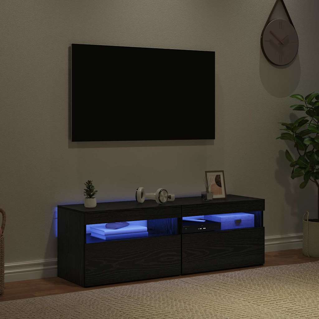 vidaXL TV Cabinet 2 pcs Black Oak 60 x 35 x 40 cm Engineered Wood