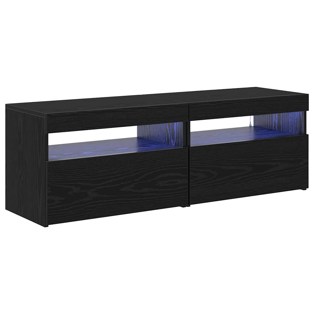 vidaXL TV Cabinet 2 pcs Black Oak 60 x 35 x 40 cm Engineered Wood