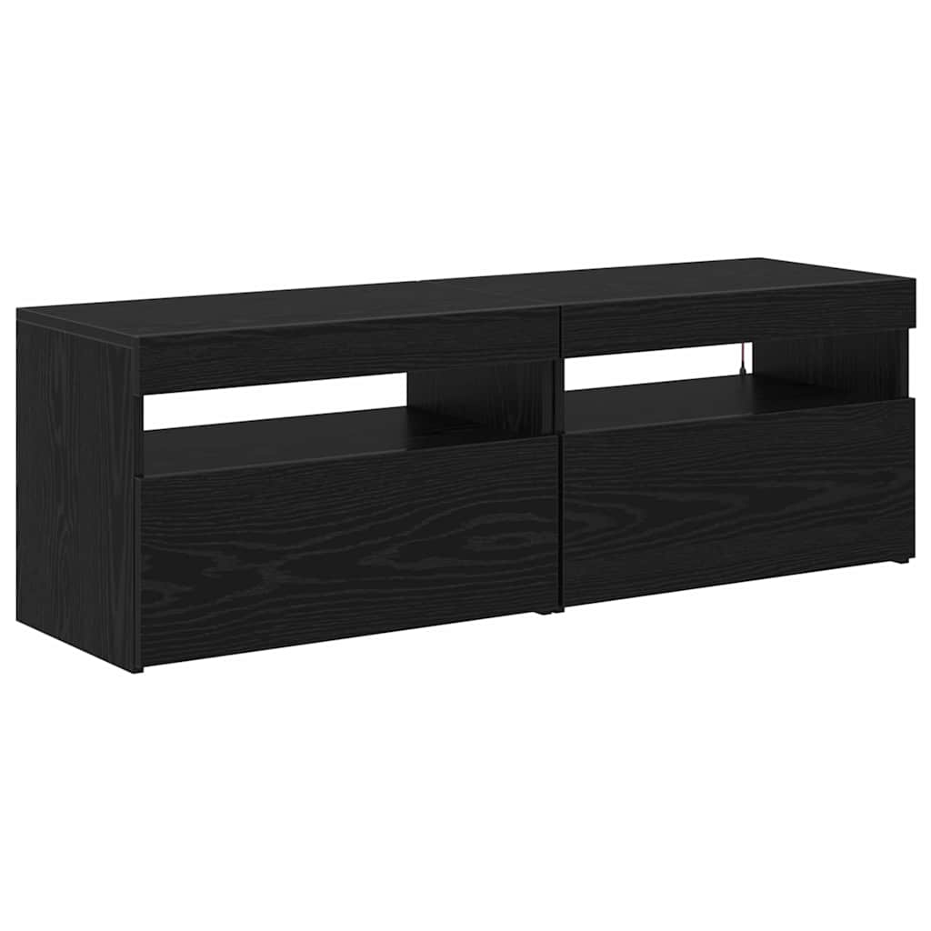 vidaXL TV Cabinet 2 pcs Black Oak 60 x 35 x 40 cm Engineered Wood