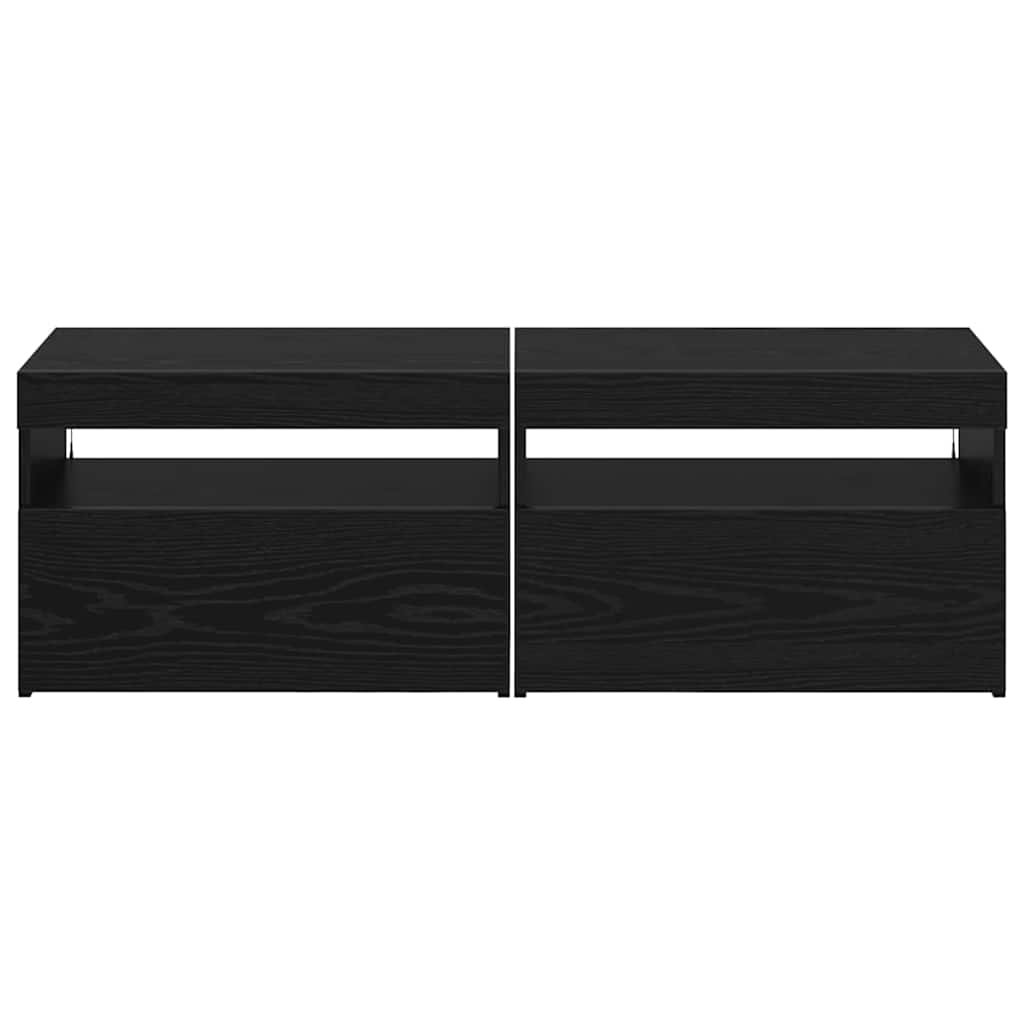 vidaXL TV Cabinet 2 pcs Black Oak 60 x 35 x 40 cm Engineered Wood