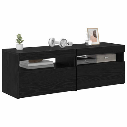 vidaXL TV Cabinet 2 pcs Black Oak 60 x 35 x 40 cm Engineered Wood