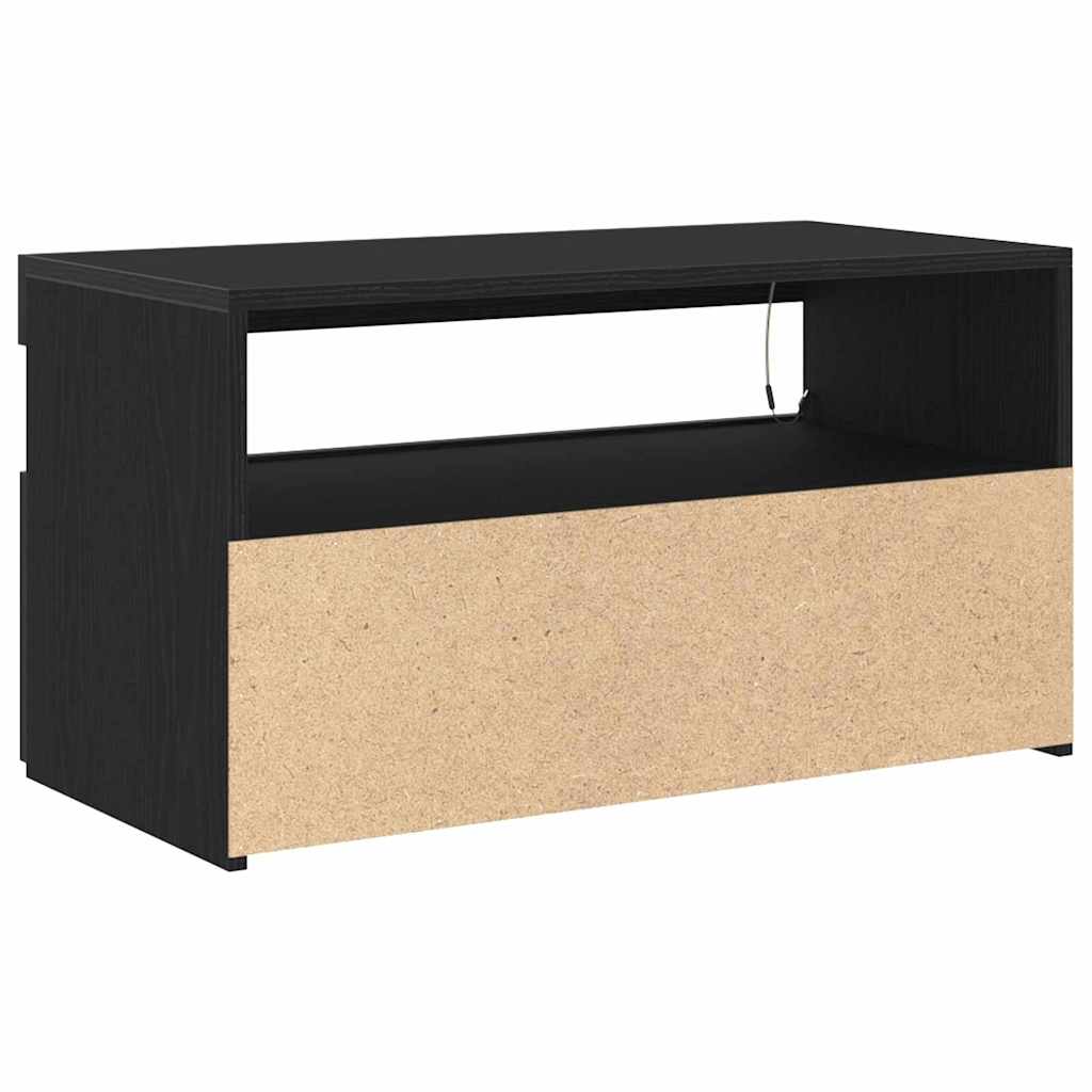 vidaXL TV Cabinet with LED Black Oak 75 x 35 x 40 cm Engineered Wood