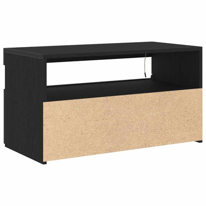 vidaXL TV Cabinet with LED Black Oak 75 x 35 x 40 cm Engineered Wood