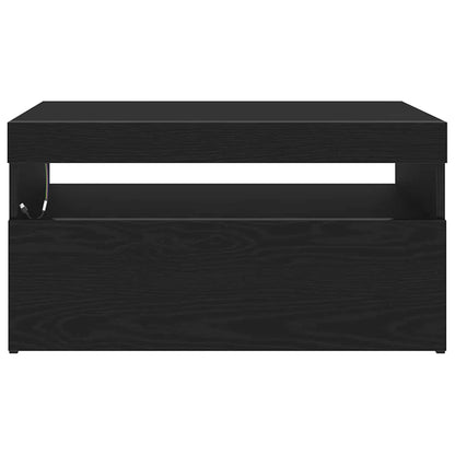 vidaXL TV Cabinet with LED Black Oak 75 x 35 x 40 cm Engineered Wood
