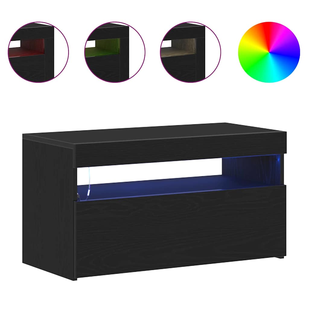 vidaXL TV Cabinet 2 pcs Black Oak 75 x 35 x 40 cm Engineered Wood